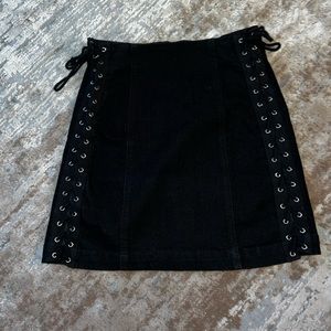 CARMAR Black Jean Skirt with Ties